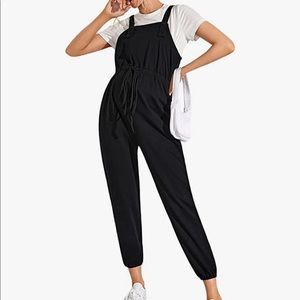 Black Maternity Overalls